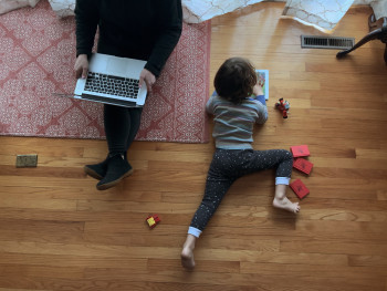 Melissa Ruscitti works alongside her son. 